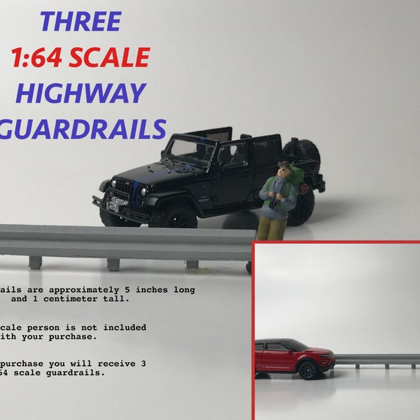 1:64 Scale Highway or Roadway Guard Rails (Compatible with Matchbox Cars)