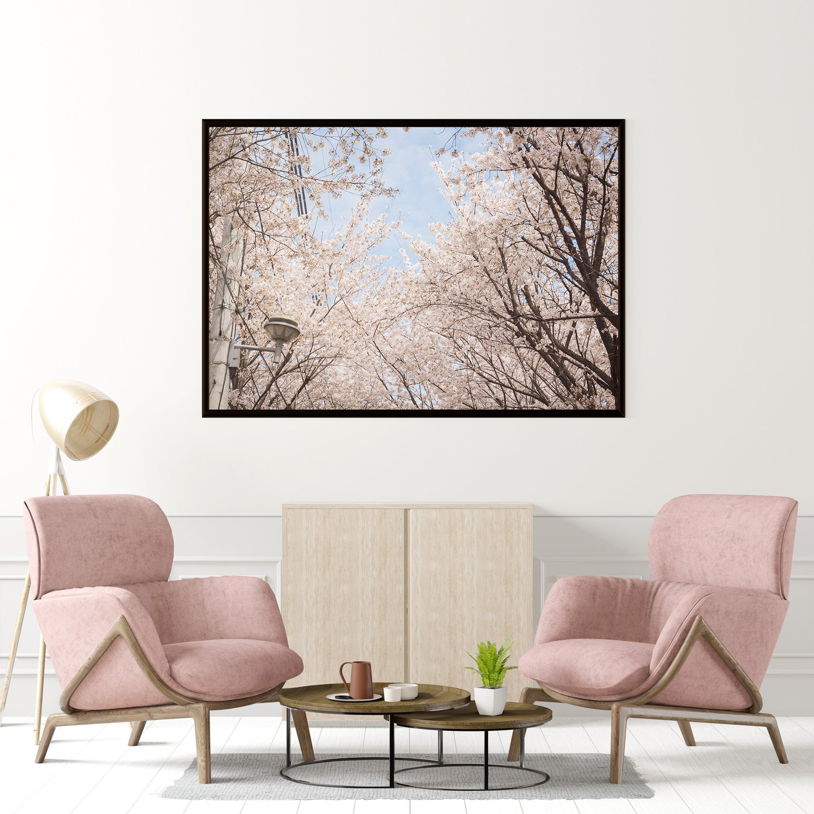 Pink Cherry Blossom Tree Wall Art Instant Download Cherry | Etsy