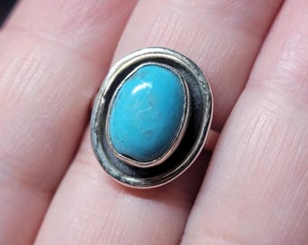 Western Turquoise Ring Size 7 // 925 Sterling Silver // Kingman ...