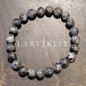Larvikite bracelet | Stretchy 7&quot;