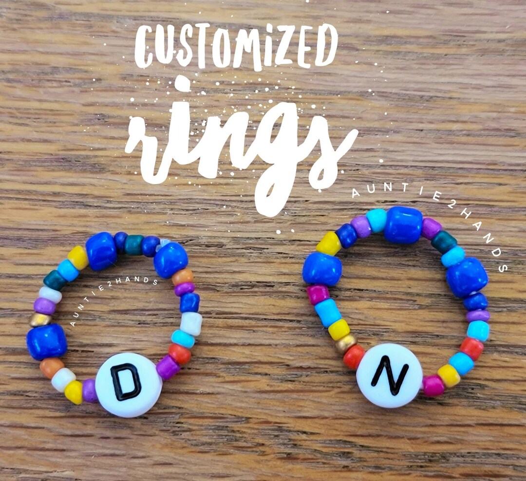 Beaded Monogram Rings | Handmade Initial Ring - Etsy
