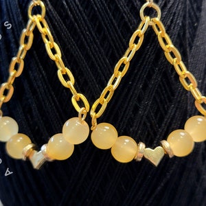 Citrine beaded heart Gold Earrings | Goddess Gear