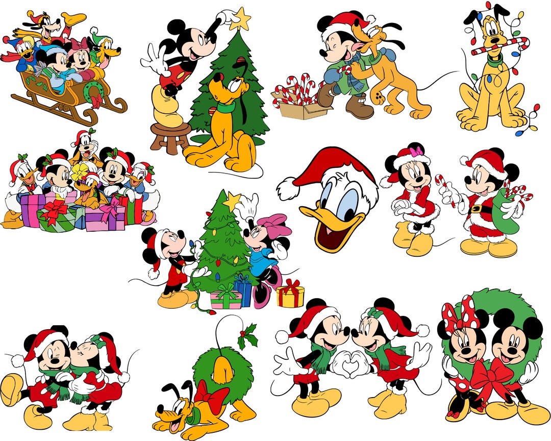 Mickey Mouse & Minnie Mouse Christmas 12 Items in SVG, Jpg ,pdf ,png and  Eps Digital Download 