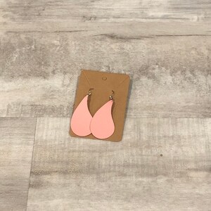 Wavy Solid Pink Faux Leather Earrings