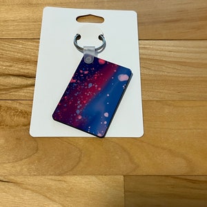 Splatter Pink Purple keychain/sublimation keychain/Splatter keychain/unique keychain/Statement Keychain/Sublimated Splatter/Rectangle