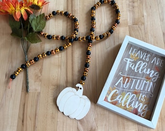 Halloween Wood Bead Garland with Pumpkin