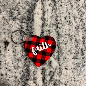 Faith keychain/sublimation keychain/plaid keychain/uplifting keychain/unique keychain/spiritual keychain