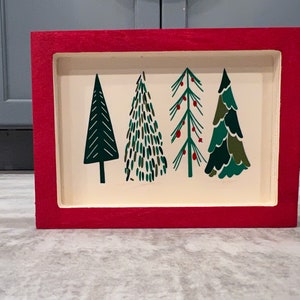 Signo de madera del árbol/signo de pared del árbol de madera/decoración de madera/decoración de madera de Navidad/decoración de invierno/decoración de temporada/signo de árboles de invierno/signo del bosque