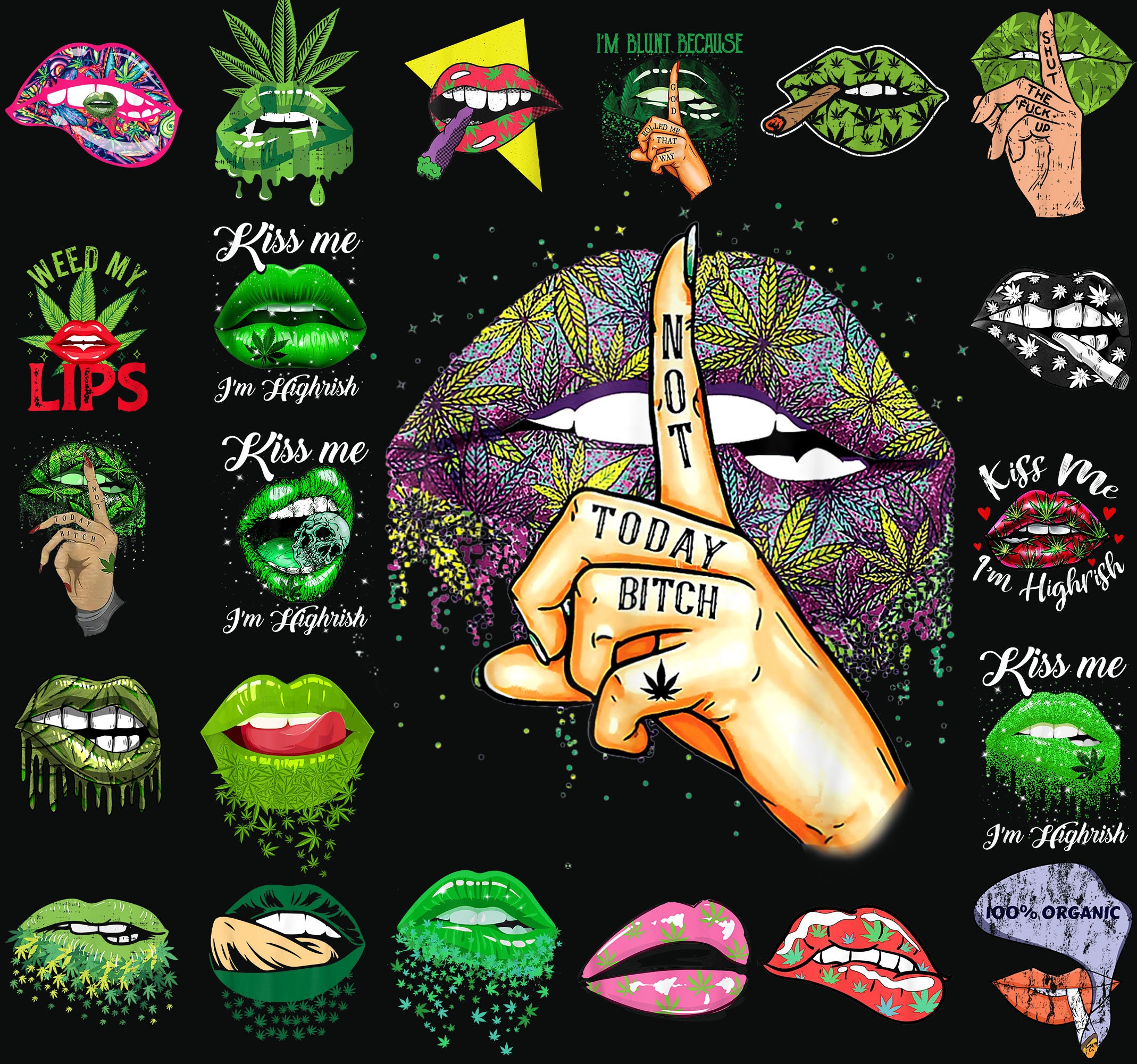 Sexy Lips Cannabis Png Cannabis Png Bundle Lips Marijuana | Etsy