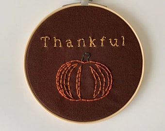 Thankful Pumpkin Embroidery Hoop