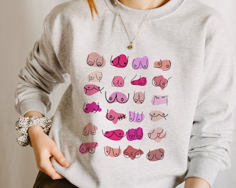 Boob Sweatshirt, Brustkrebs Bewusstsein, Body Positivity Hoodie, Lustiges feministisches Geschenk, Gleichheit Mastektomie Boobies Pullover, Feministisches T-Shirt