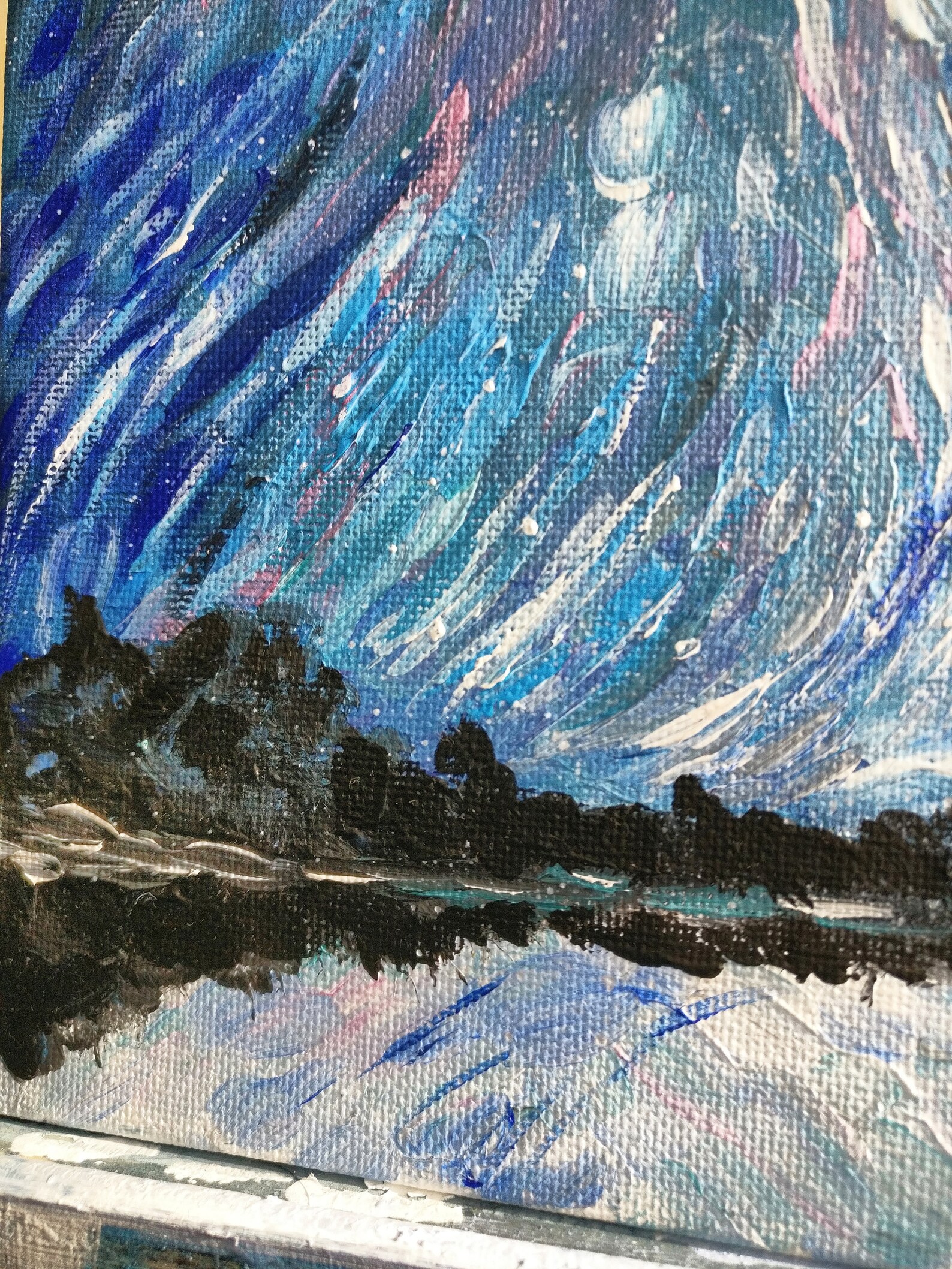 Northern Lights Art Alaska Art Aurora Borealis Night Sky Wall Etsy