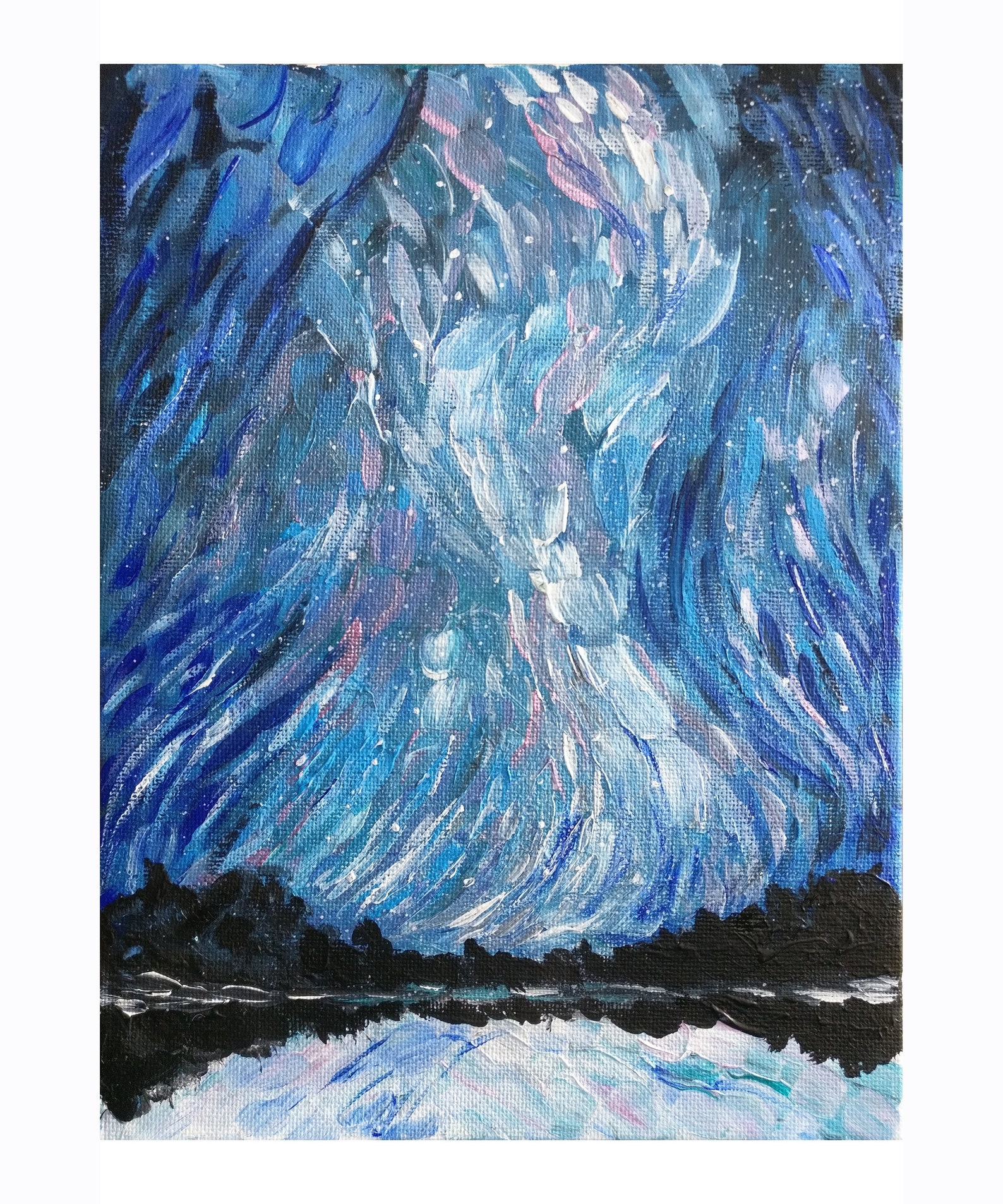 Northern Lights Art Alaska Art Aurora Borealis Night Sky Wall Etsy