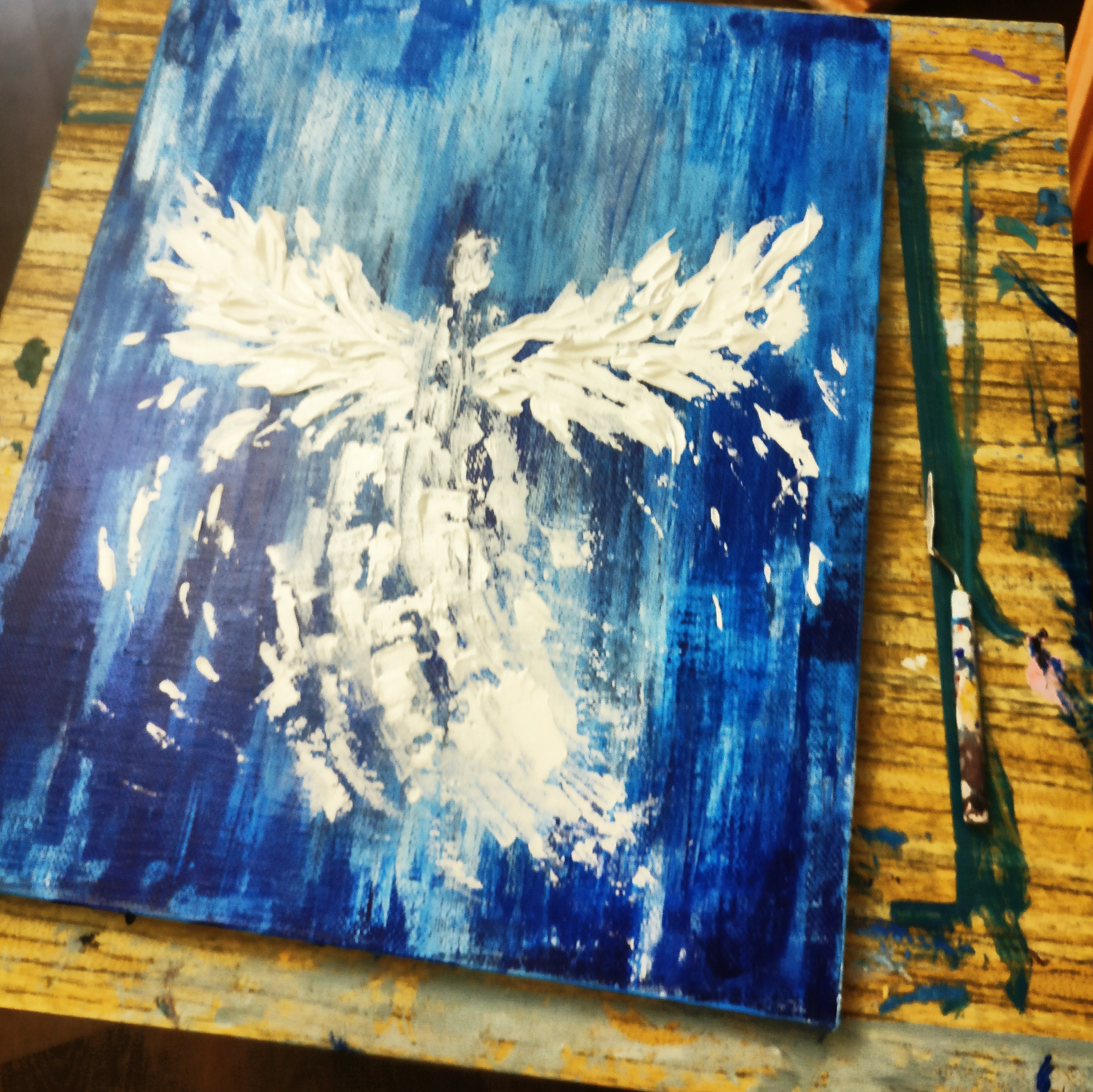 Angel Painting Abstract Angel Art Original Painting Rustic Etsy