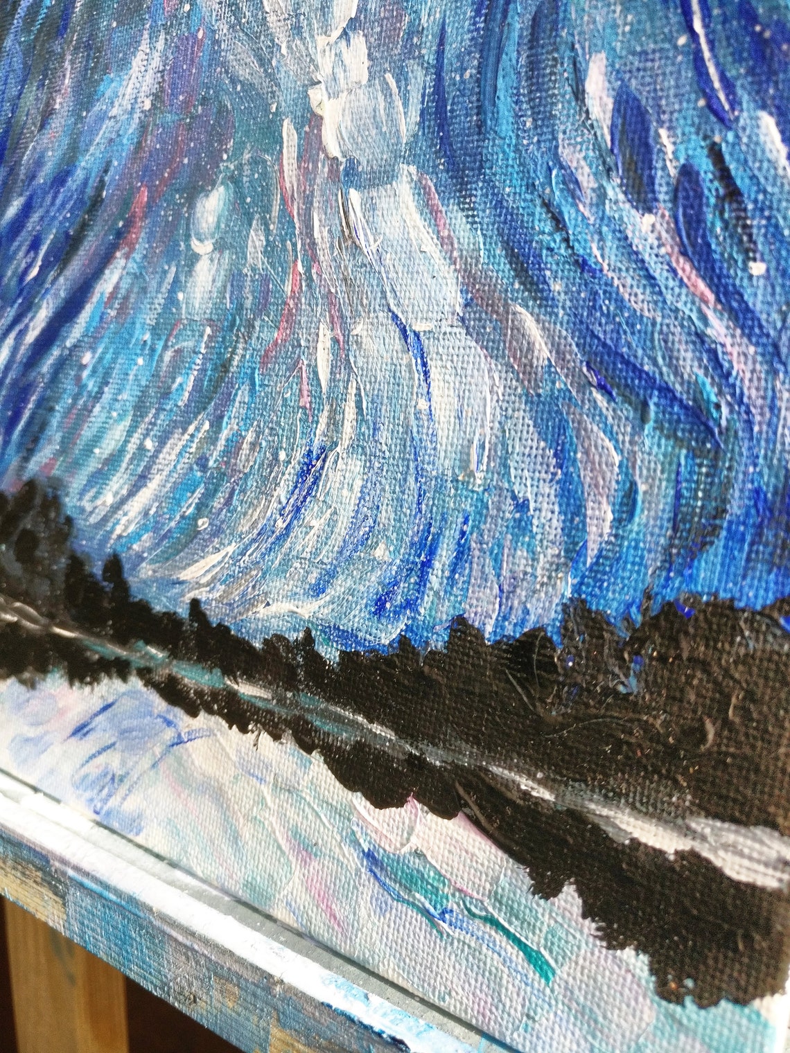 Northern Lights Art Alaska Art Aurora Borealis Night Sky Wall Etsy