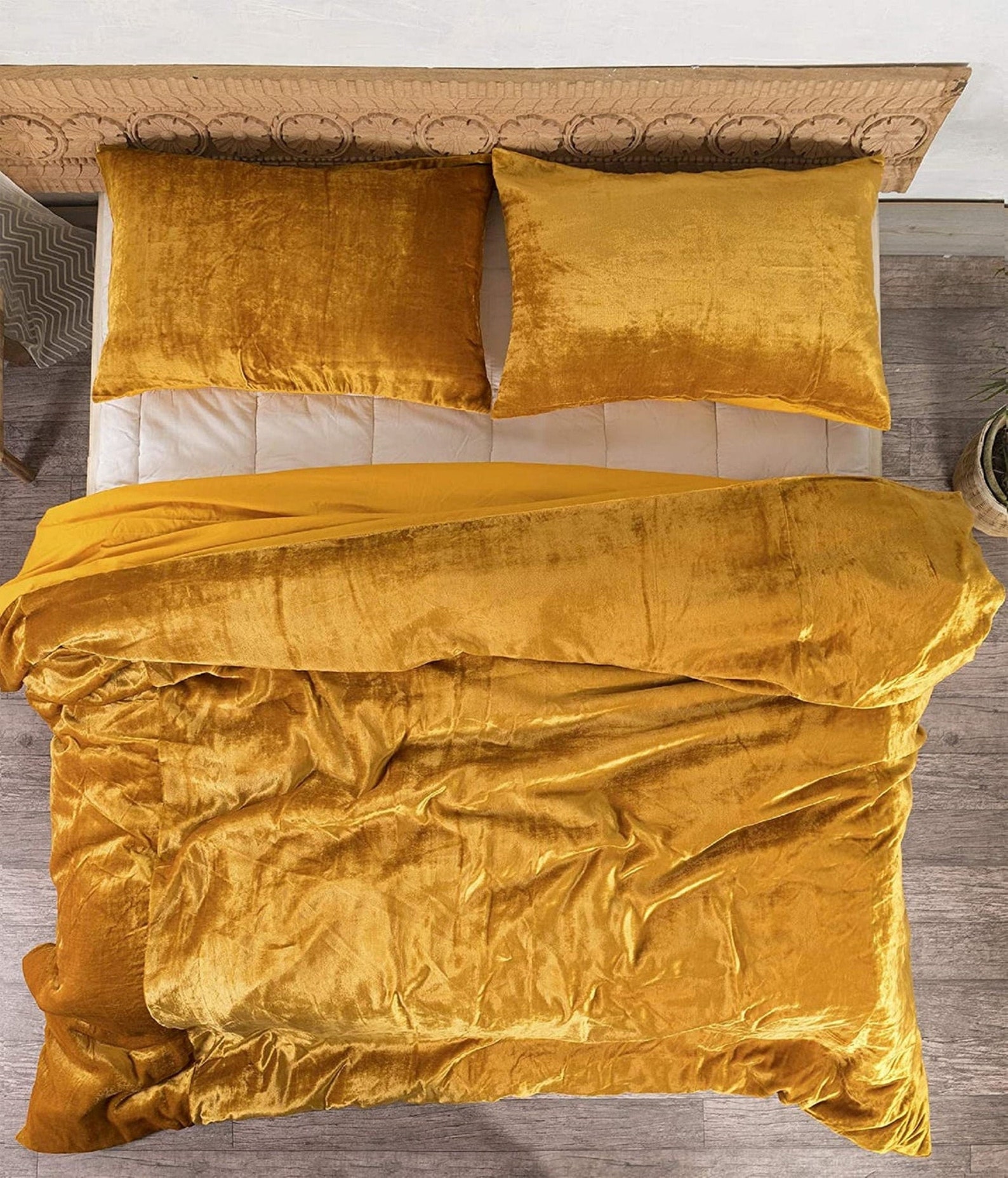 3 Pieces Set Luxury Crushed Velvet Duvet Cover Boho Bedding UO Etsy
