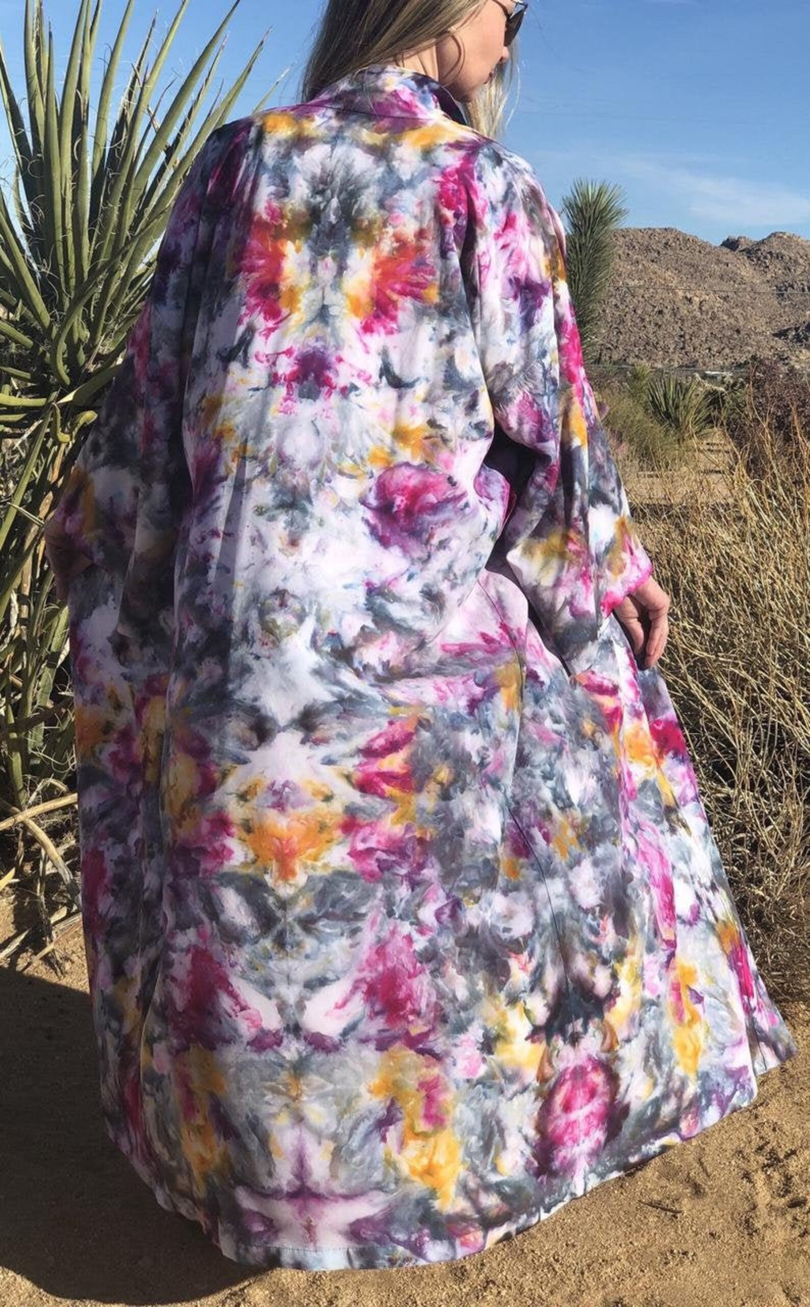Tie Dye Robe Tie Dye Dress Hand Dyed Kimono Bathrobe Tie Etsy