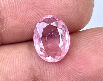 Oval Pink Tourmaline Gemstone, AAA Quality (12x9x4 mm)