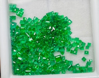 Zambian Emerald Gemstone Lot, Square Cut, 9.54 Carat