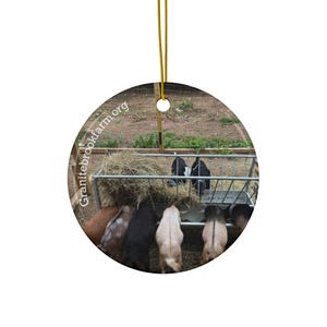 Farm Goats Ceramic Ornament | Two-Sided Round Holiday Ornament