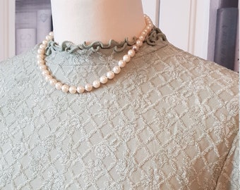 Vintage Textured Sage/Green  Diamond Frill Turtle Neck, Top