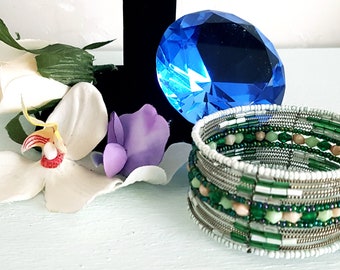 Vintage Wired - Beaded Cuff / Bangle