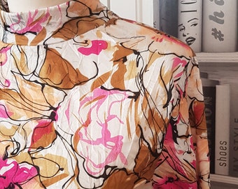Vintage, Pink Multi Print, Crinkle Top