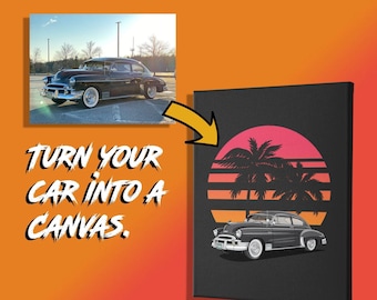 Custom Car Canvas Print, Automotive Vector Art Gift