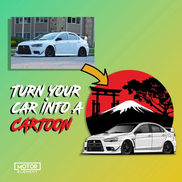 Custom Car Digital Drawing, Vector Car Illustration Customized Cartoon Car Drawing, Car Art, Car Guy Gift, For Boyfriend, Gift for Father