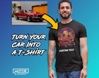 Custom Ford Shirt, Personalized Car Photo Tee, Cartoon Portrait, Unique Automotive Gift for Him