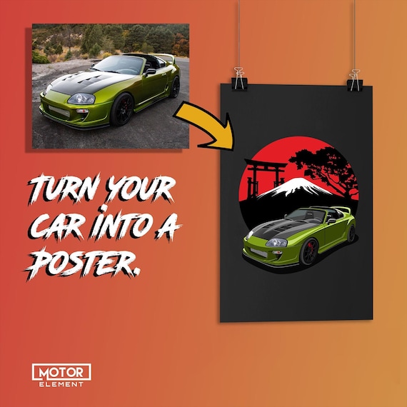 Custom Car Illustration Poster, Automotive Art, Car Guy Gift
