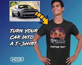 Custom Car Shirt, Personalized Photo T-Shirt, Cartoon Portrait, Gift for Him, Boyfriend, Fathers Day Gift