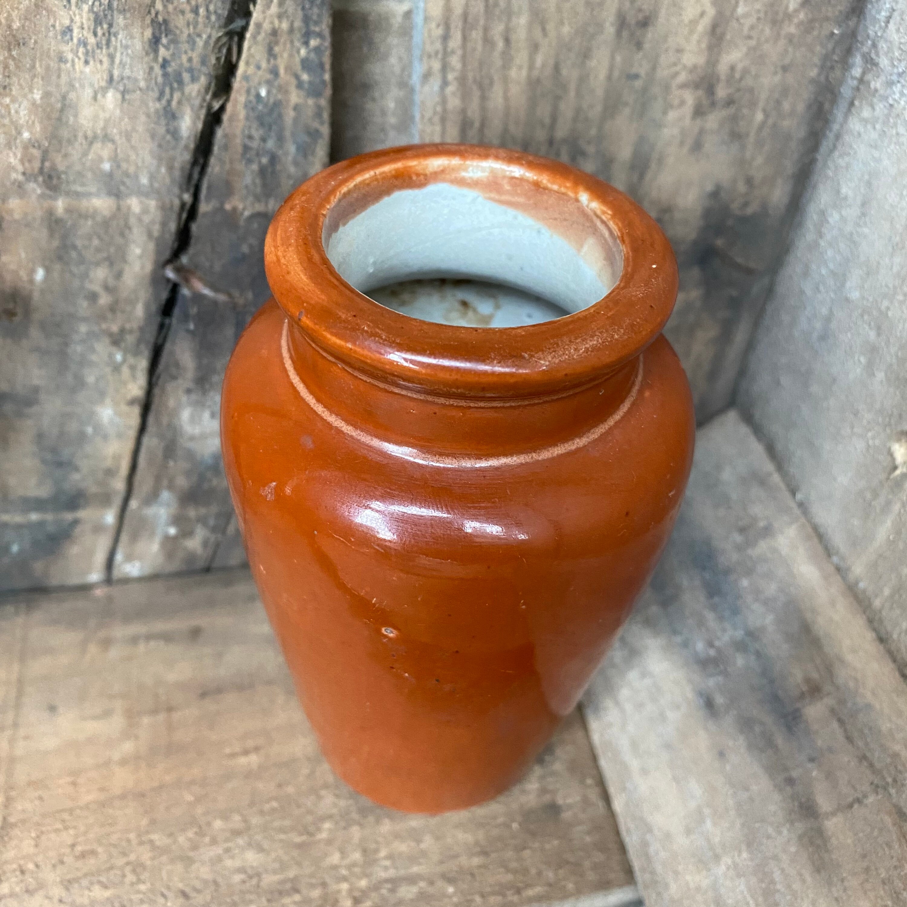 Rusty Orange Earthenware Jar Stoneware Pottery Small Etsy UK