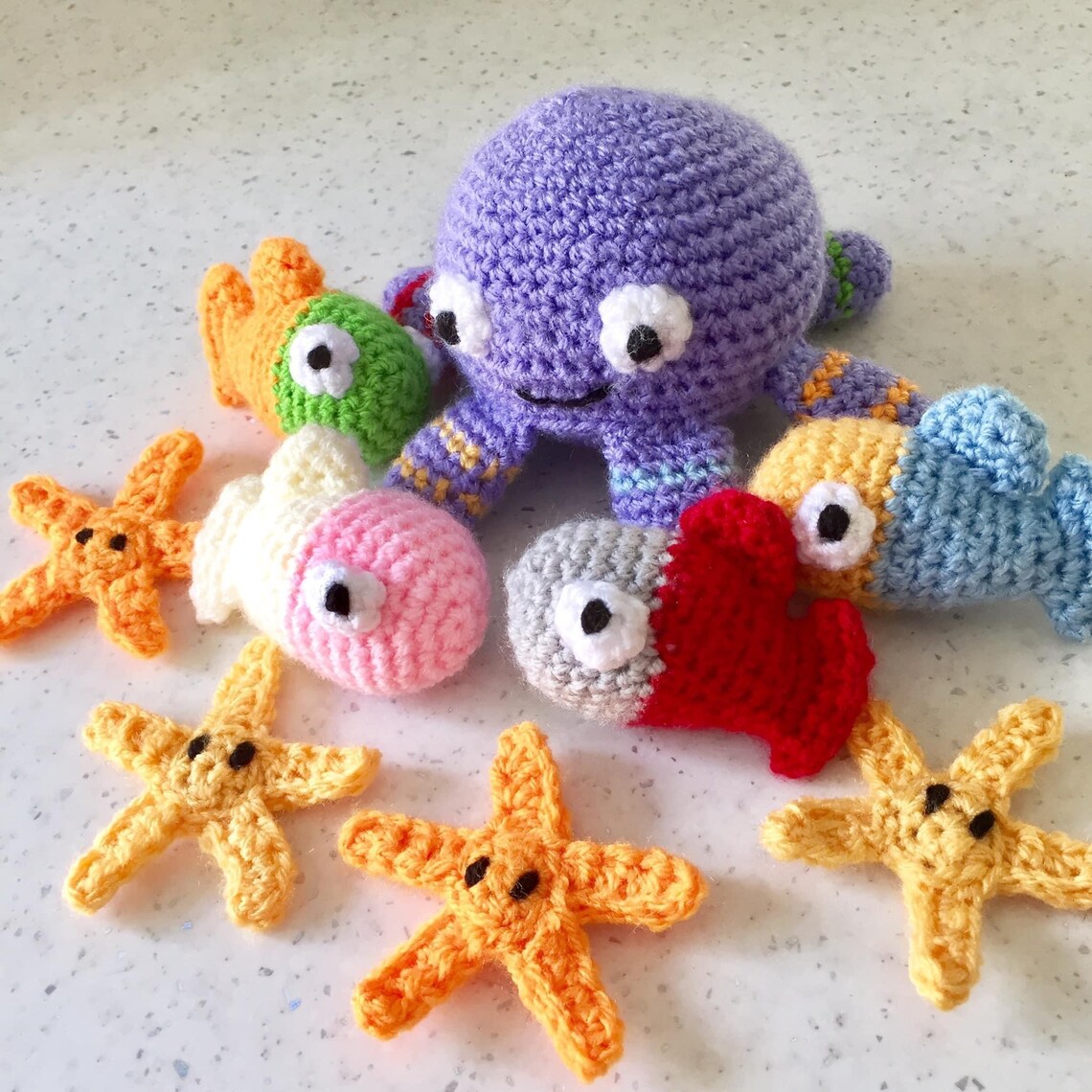 Sea Life Handmade Crochet Nursery Mobile Fish Starfish Squid Baby Etsy