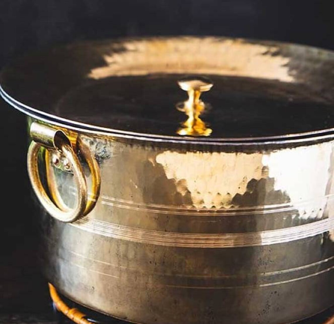 Traditional Brass cooking vessel large size with lid/brass Etsy
