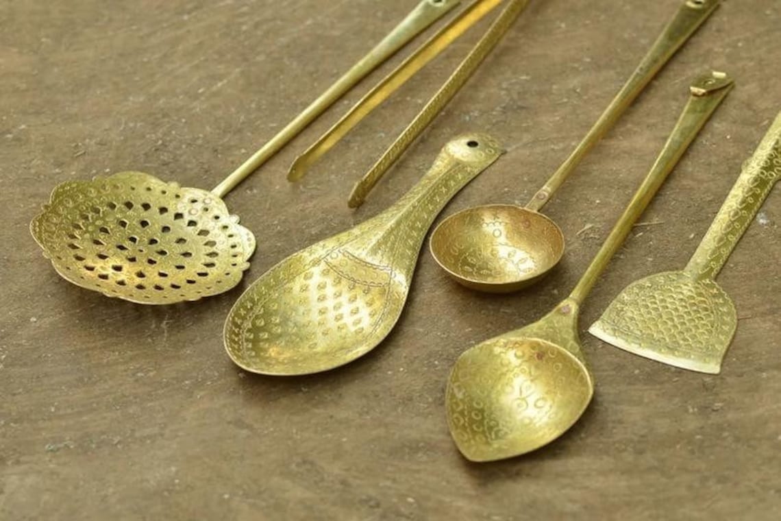 Handmade Brass Kitchen Set/brass Six Piece Kitchen Ware Etsy