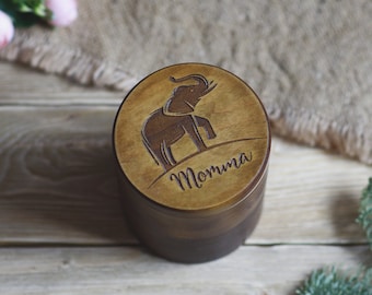 Custom urns for humans. Wooden Urn with personalization. Urn for mom, urns for dad. Elephant urn for human ashes