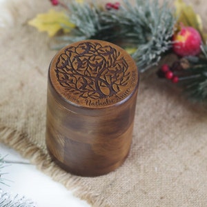 May include: A wooden box with a tree design engraved on the lid. The lid is personalized with the text "Forever me, Nathalie Anne, forever you".