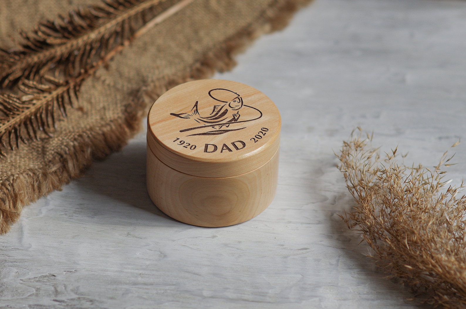 Urns for human ashes with fish. Small cremation urn for dad. Etsy