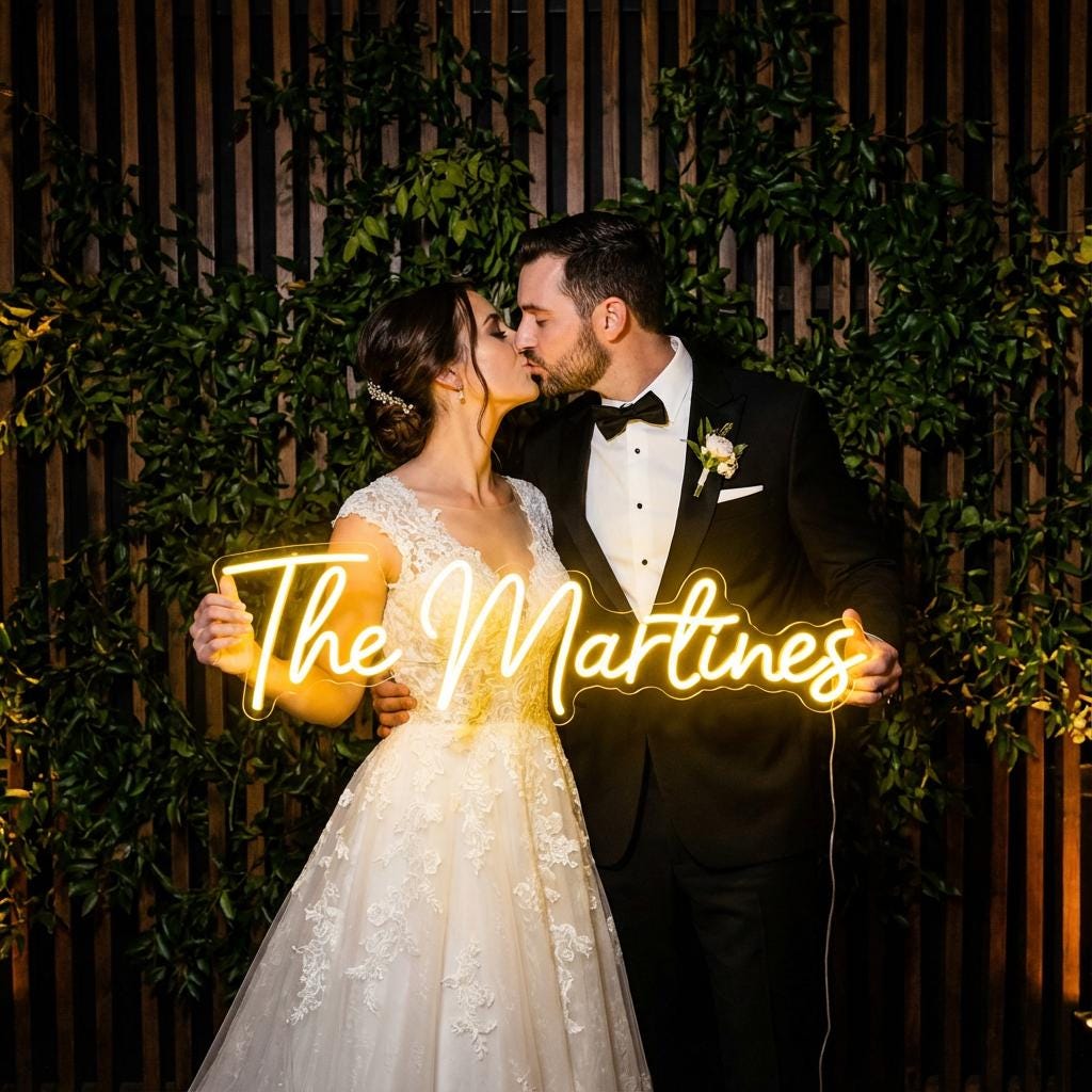 Insegna Al Neon Personalizzata Con Nome E Data – Luce LED Per Matrimonio, Festa E Arredo Casa - 5