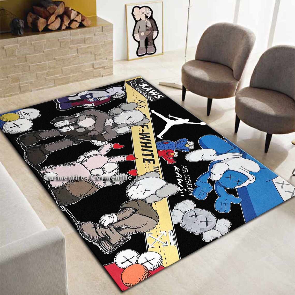 Kaws Companion Rug Cool Streetwear Sneaker Room Plush Floor Etsy