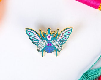 Scarab Beetle Hard Enamel Pin (Mary Blair/ It's a Small World Inspired)