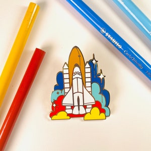 NASA Inspired Space Shuttle Hard Enamel Pin - Lift Off / Launch / Clouds