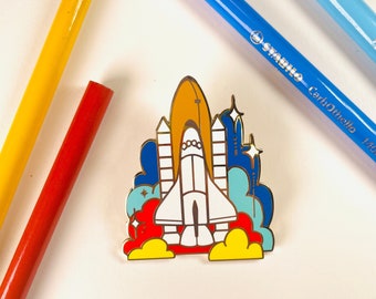 NASA Inspired Space Shuttle Hard Enamel Pin - Lift Off / Launch / Clouds