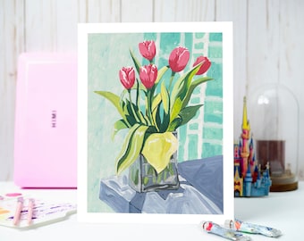 Pastel Tulips -  Acrylic Painting Art Print