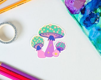 Toadstool Mushroom Vinyl Water Resistant Sticker (Mary Blair/ It's a Small World Inspired)