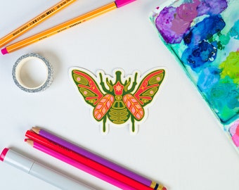 Scarab Beetle Vinyl Water Resistant Sticker (Mary Blair/ It's a Small World Inspired)