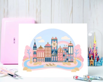 It's a Small World Inspired - Mary Blair Inspired Art Print