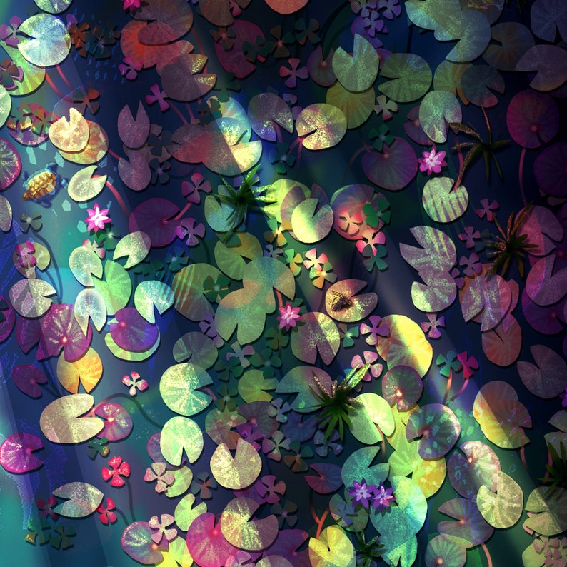 Rainbow Lily Pad Light Art Print Etsy