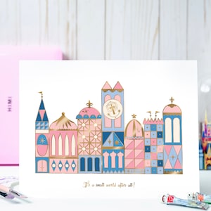 It&#39;s a Small World Inspired - Mary Blair Inspired Art Print with Words